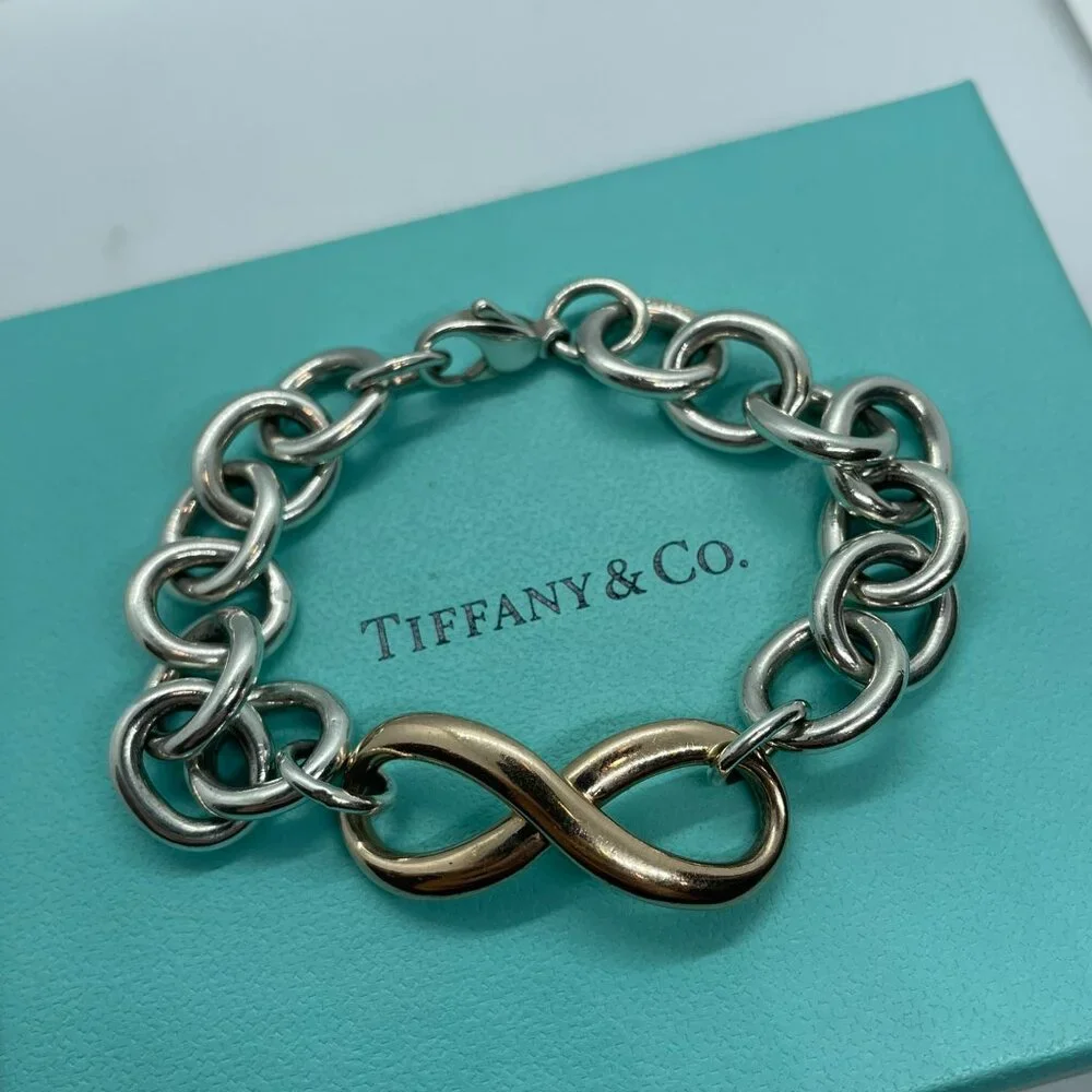 Tiffany & Co Authentic Chunky Large Link Rubedo Silver Infinity Bracelet 7.5" - Picture 12 of 14